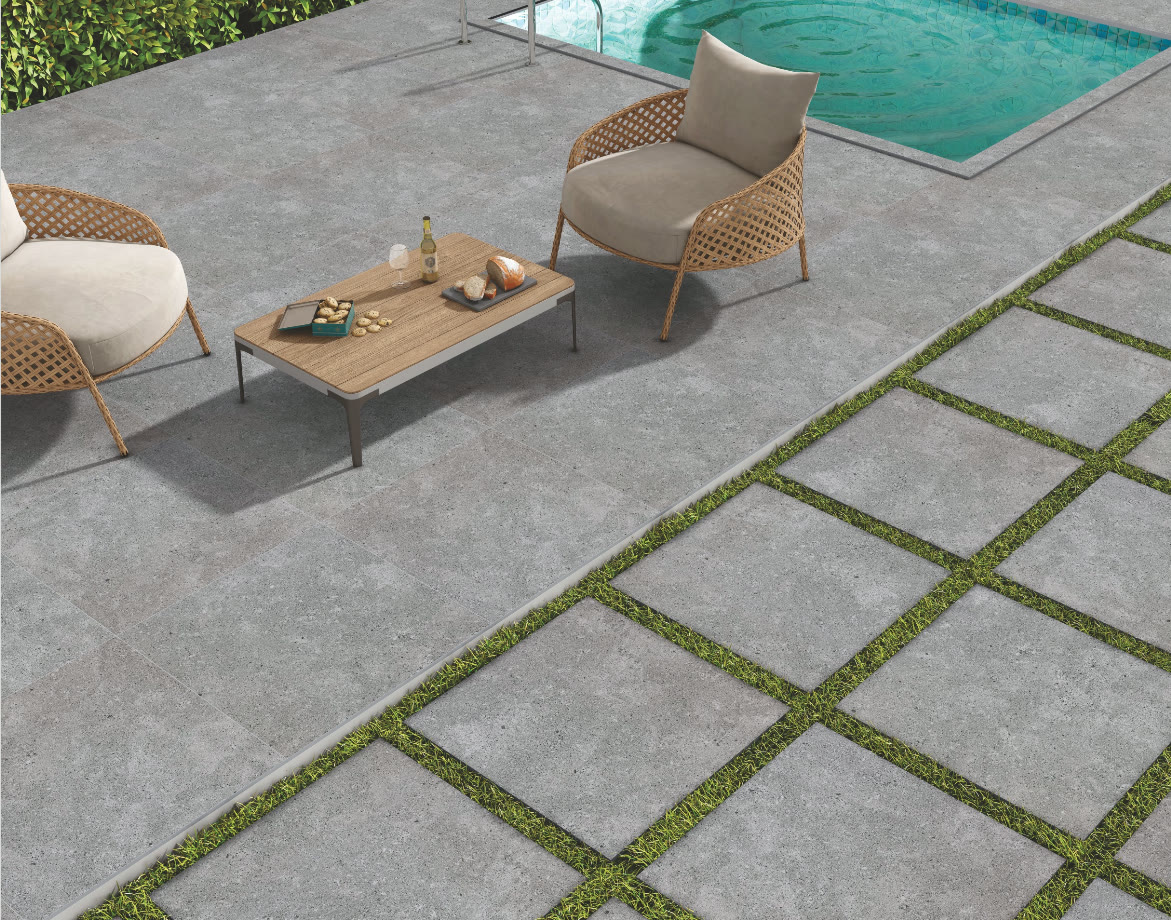 Core Dolphin (15 mm) porcelain tile installed in an interior