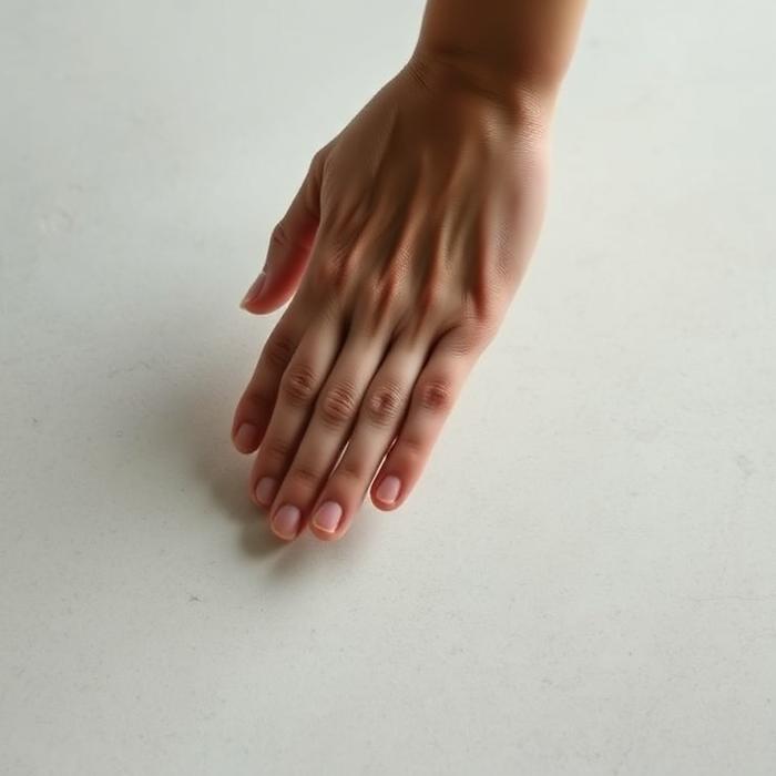 Hand running across a honed stone tile surface