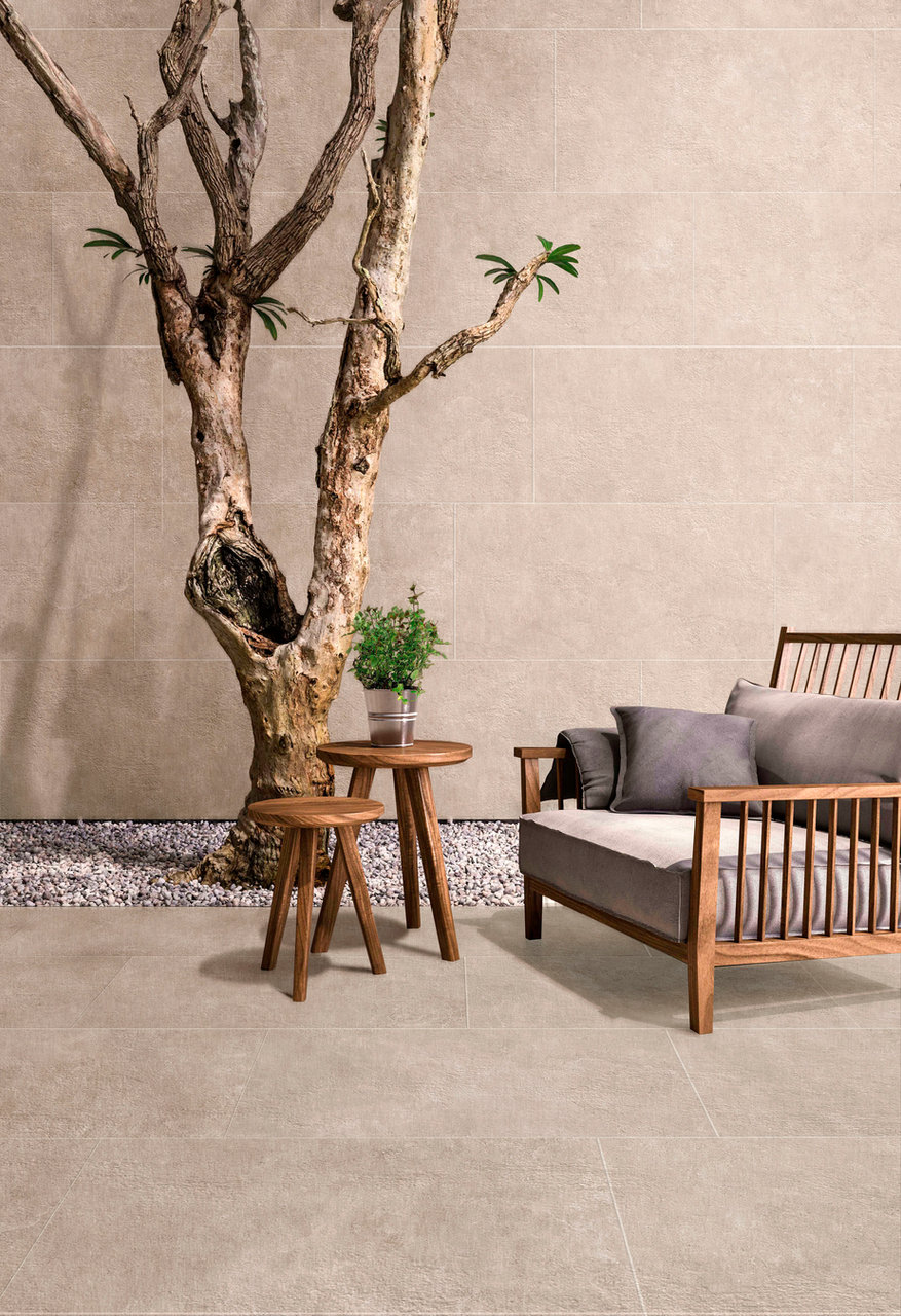 Oasi Desert porcelain tile installed in an interior