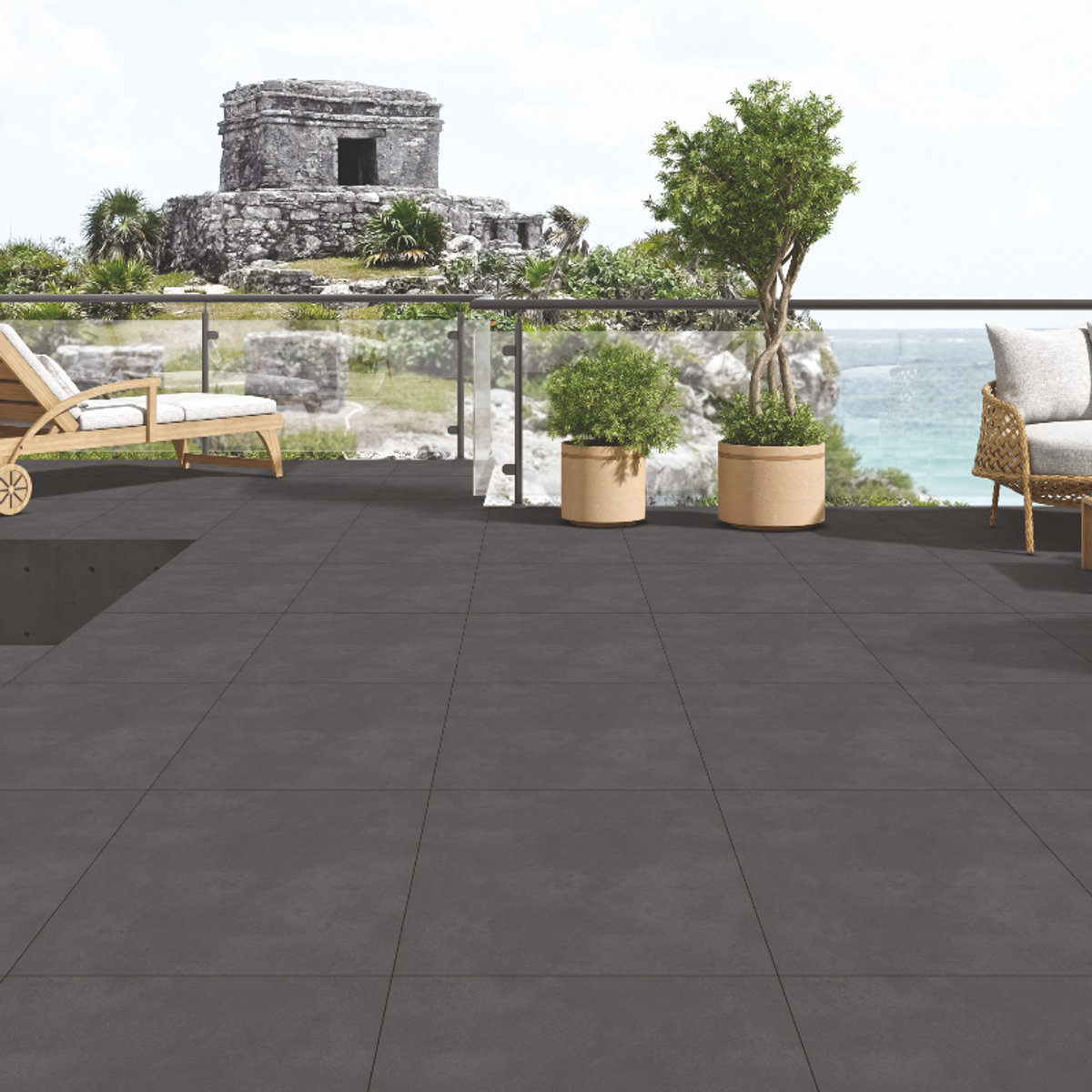 Raw Slate Grey porcelain tile installed in an interior